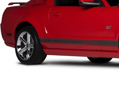 Rocker Stripes with Mustang Lettering; Matte Black (05-14 Mustang)