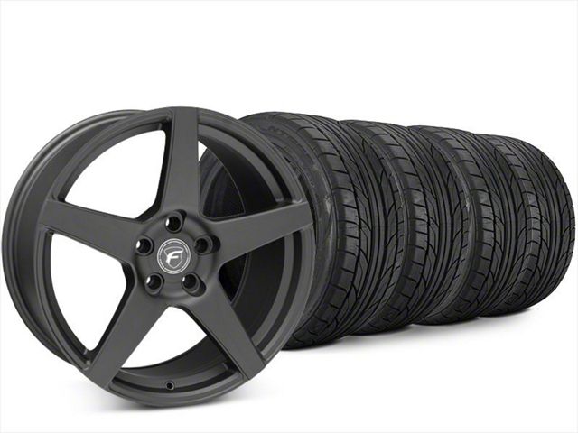 Forgestar CF5 Matte Black Wheel and NITTO NT555 G2 Tire Kit; 20x9.5 (15-23 Mustang EcoBoost w/o Performance Pack, V6)