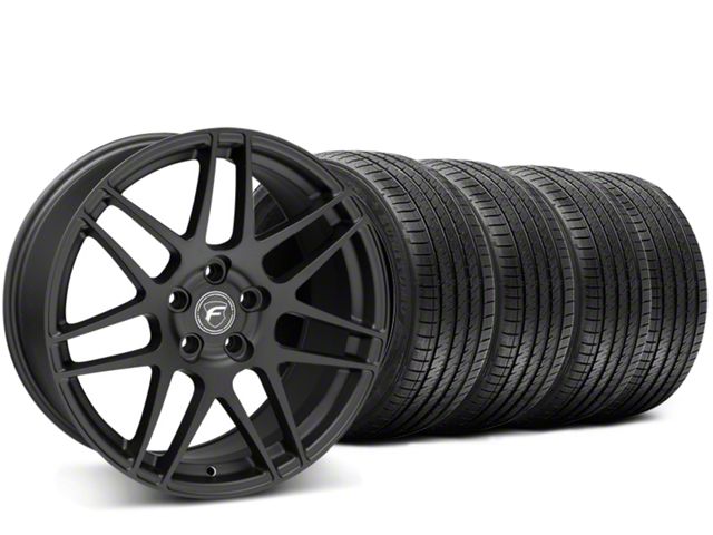 Forgestar F14 Monoblock Matte Black Wheel and Sumitomo Maximum Performance HTR Z5 Tire Kit; 20x9 (15-23 Mustang GT, EcoBoost, V6)