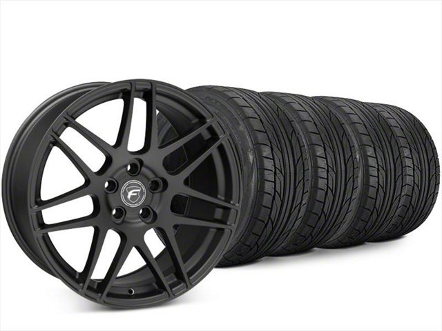 Forgestar F14 Matte Black Wheel and NITTO NT555 G2 Tire Kit; 20x9 (15-23 Mustang EcoBoost w/o Performance Pack, V6)