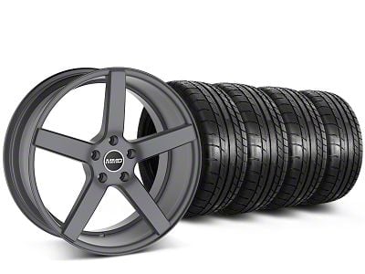 Staggered MMD 551C Charcoal Wheel and Mickey Thompson Tire Kit; 20-Inch (15-23 Mustang GT, EcoBoost, V6)