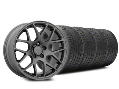 Staggered AMR Charcoal Wheel and Mickey Thompson Tire Kit; 20-Inch (15-23 Mustang GT, EcoBoost, V6)