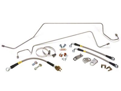 Maximum Motorsports SN95 Caliper Stainless Steel Brake 3-Hose and Hard Line Kit; Rear (86-93 5.0L Mustang)