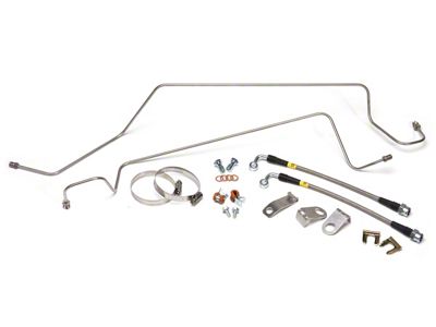 Maximum Motorsports SN95 Caliper Stainless Steel Brake Hose and Hard Line Kit; Rear (86-93 5.0L Mustang)