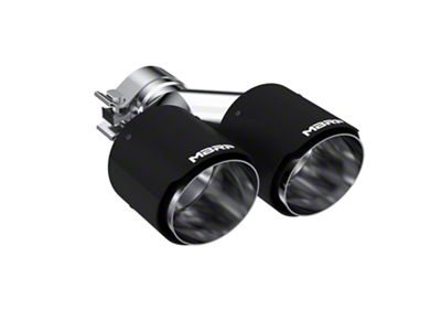 MBRP Angled Cut Dual Round Exhaust Tip; 4-Inch; Carbon Fiber; Driver Side (Fits 2.50-Inch Tailpipe)