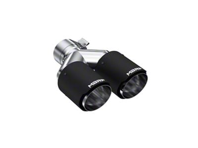 MBRP Angled Cut Dual Round Exhaust Tip; 3.50-Inch; Carbon Fiber; Driver Side (Fits 2.50-Inch Tailpipe)