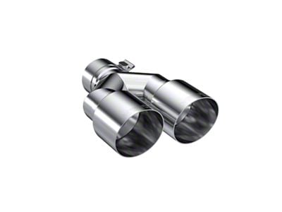 MBRP Angled Cut Dual Round Exhaust Tip; 3.50-Inch; Polished; Driver Side (Fits 2.50-Inch Tailpipe)