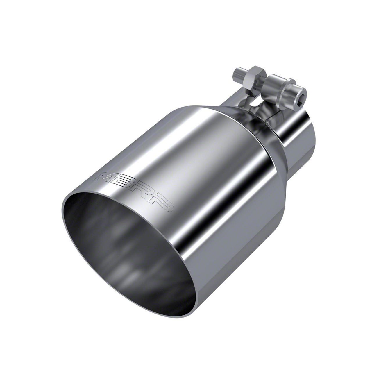 MBRP Angled Cut Dual Wall Exhaust Tip; 4-Inch; Polished (Fits 2.50-Inch Tailpipe)