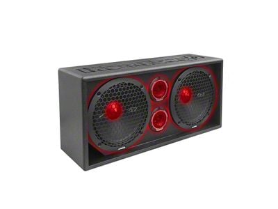 Memphis Audio SRX Pro Full Range Vented Enclosure with Dual 10-Inch Subwoofers and Tweeters; Painted (Universal; Some Adaptation May Be Required)