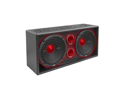 Memphis Audio SRX Pro Full Range Vented Enclosure with Dual 10-Inch Subwoofers and Tweeters; Painted (Universal; Some Adaptation May Be Required)