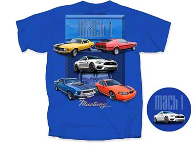 Men's Mustang Mach 1 T-Shirt; Royal Blue