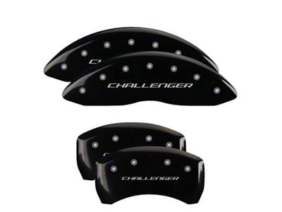 MGP Brake Caliper Covers with Challenger Logo; Black; Front and Rear (09-10 Challenger SE)
