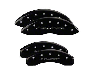 MGP Brake Caliper Covers with Challenger Logo; Black; Front and Rear (08-14 Challenger SRT8; 2015 Challenger SRT 392; 15-23 Challenger Scat Pack w/ 4-Piston Front Calipers)