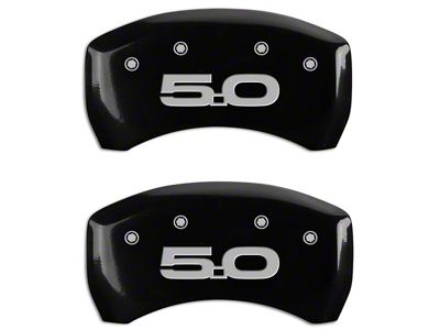 MGP Brake Caliper Covers with 5.0 Logo; Black; Front and Rear (15-23 Mustang GT w/ Performance Pack)