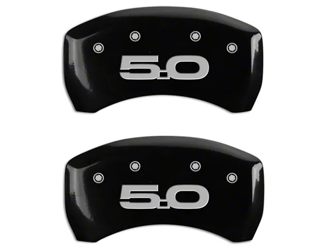 MGP Brake Caliper Covers with 5.0 Logo; Black; Front and Rear (15-23 Mustang GT w/ Performance Pack)