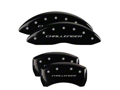MGP Brake Caliper Covers with Challenger Logo; Black; Front and Rear (11-23 Challenger R/T; 2014 Challenger Rallye Redline; 17-23 Challenger GT, T/A; 12-23 Challenger SXT w/ Dual Piston Front Calipers)