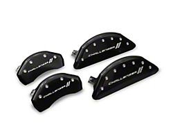 MGP Brake Caliper Covers with Challenger Stripes Logo; Black; Front and Rear (11-23 Challenger R/T; 2014 Challenger Rallye Redline; 17-23 Challenger GT, T/A; 12-23 Challenger SXT w/ Dual Piston Front Calipers)