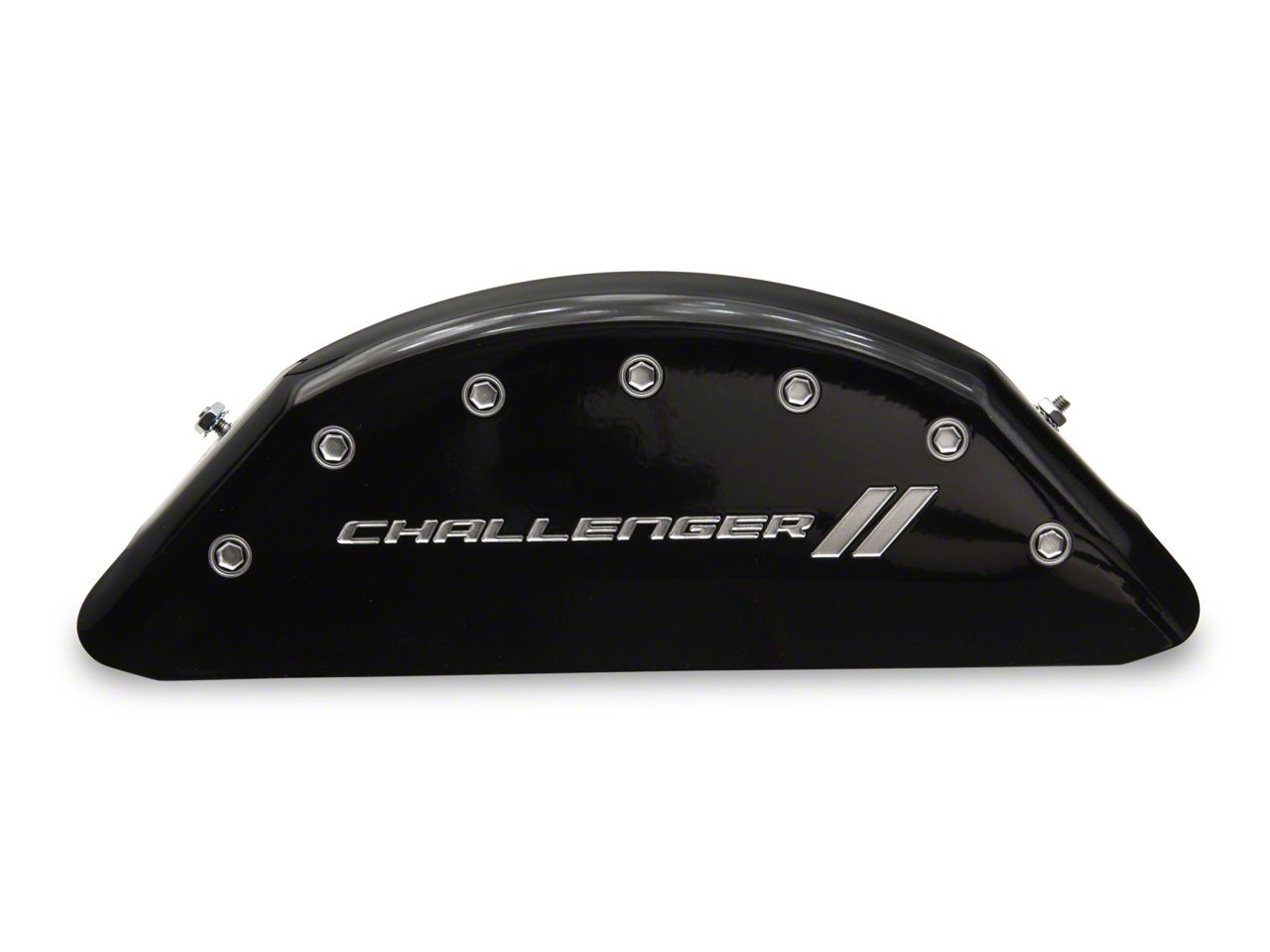 MGP Challenger Black Caliper Covers with Challenger Stripes Logo; Front
