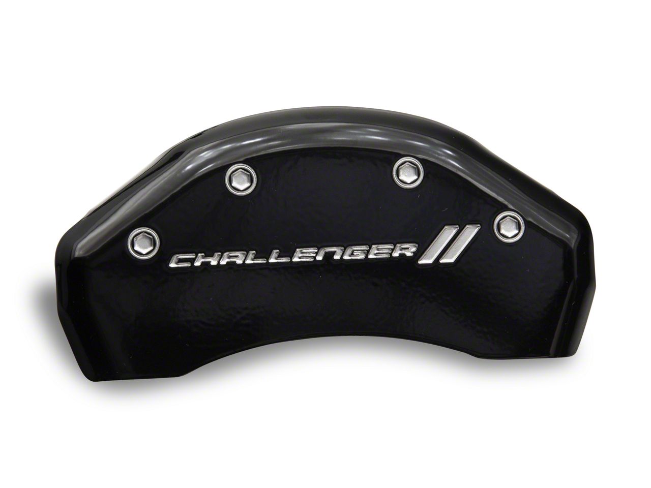 MGP Challenger Black Caliper Covers with Challenger Stripes Logo; Front