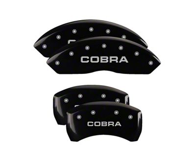 MGP Brake Caliper Covers with Cobra Logo; Black; Front and Rear (05-09 Mustang GT, V6)