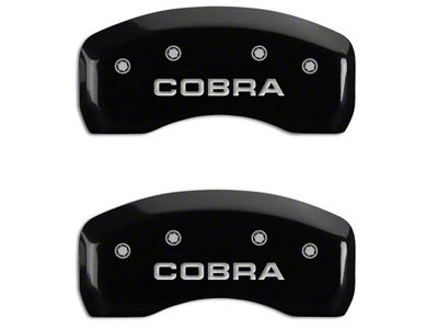MGP Brake Caliper Covers with Cobra Logo; Black; Front and Rear (94-04 Mustang Cobra)