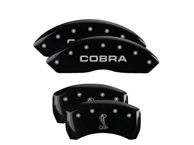MGP Brake Caliper Covers with Cobra and Snake Logo; Black; Front and Rear (05-09 Mustang GT, V6)