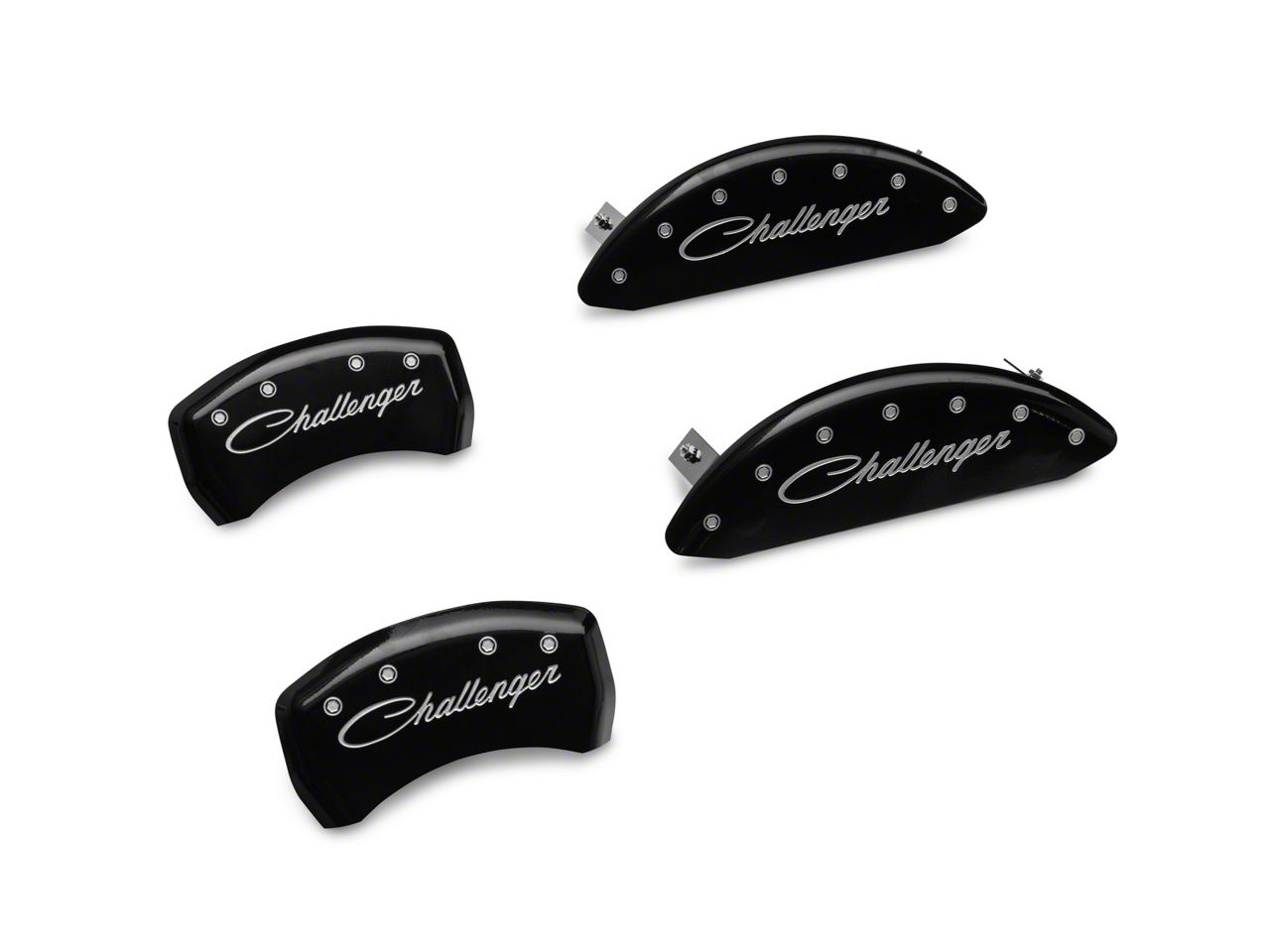 MGP Challenger Black Caliper Covers with Cursive Challenger Logo; Front