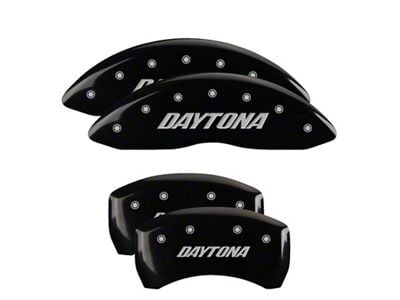 MGP Brake Caliper Covers with Daytona Logo; Black; Front and Rear (09-10 Challenger R/T)