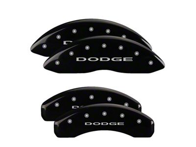 MGP Brake Caliper Covers with Dodge Logo; Black; Front and Rear (08-14 Challenger SRT8; 2015 Challenger SRT 392; 15-23 Challenger Scat Pack w/ 4-Piston Front Calipers)