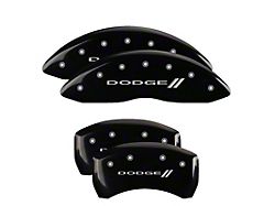 MGP Brake Caliper Covers with Dodge Stripes Logo; Black; Front and Rear (2011 Challenger SE; 11-14 Challenger R/T w/ Single Piston Front Calipers; 12-23 Challenger SXT w/ Single Piston Front Calipers)