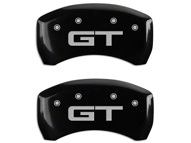 MGP Brake Caliper Covers with GT Logo; Black; Front and Rear (15-23 Mustang GT w/ Performance Pack)