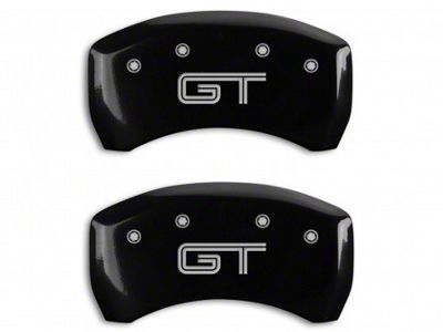 MGP Brake Caliper Covers with GT Logo; Black; Rear Only (05-14 Mustang GT)