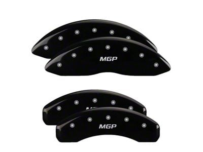 MGP Brake Caliper Covers with MGP Logo; Black; Front and Rear (08-14 Challenger SRT8; 2015 Challenger SRT 392; 15-23 Challenger Scat Pack w/ 4-Piston Front Calipers)