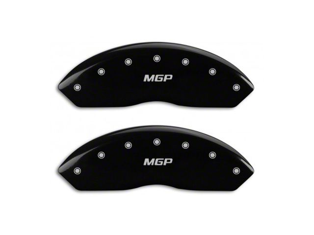 MGP Brake Caliper Covers with MGP Logo; Black; Front and Rear (10-14 Mustang GT w/o Performance Pack, V6)