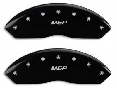 MGP Brake Caliper Covers with MGP Logo; Black; Front and Rear (10-14 Mustang GT w/o Performance Pack, V6)