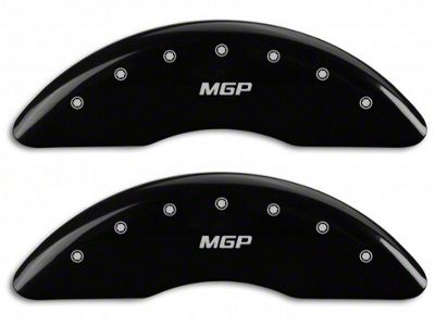 MGP Brake Caliper Covers with MGP Logo; Black; Front and Rear (15-23 Mustang EcoBoost w/ Performance Pack)