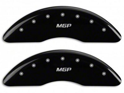 MGP Brake Caliper Covers with MGP Logo; Black; Front and Rear (15-23 Mustang GT w/ Performance Pack)