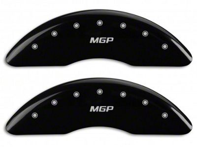 MGP Brake Caliper Covers with MGP Logo; Black; Front and Rear (15-23 Mustang GT w/o Performance Pack)