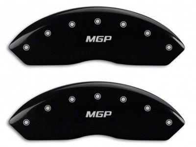 MGP Brake Caliper Covers with MGP Logo; Black; Front and Rear (15-23 Mustang EcoBoost w/o Performance Pack, V6)