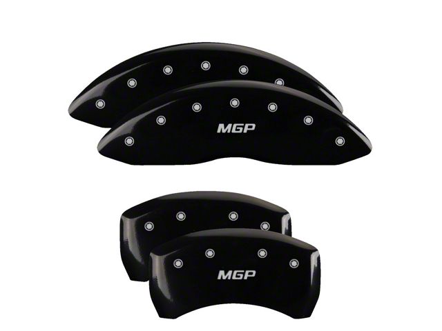 MGP Brake Caliper Covers with MGP Logo; Black; Front and Rear (2011 SE; 11-14 Challenger R/T w/ Single Piston Front Calipers; 12-23 Challenger SXT w/ Single Piston Front Calipers)