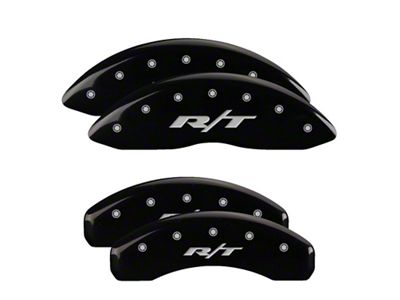 MGP Brake Caliper Covers with R/T Logo; Black; Front and Rear (08-14 Challenger SRT8; 2015 Challenger SRT 392; 15-23 Challenger Scat Pack w/ 4-Piston Front Calipers)