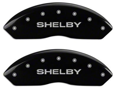 MGP Brake Caliper Covers with Shelby Snake Logo; Black; Front and Rear (94-04 Mustang Cobra)