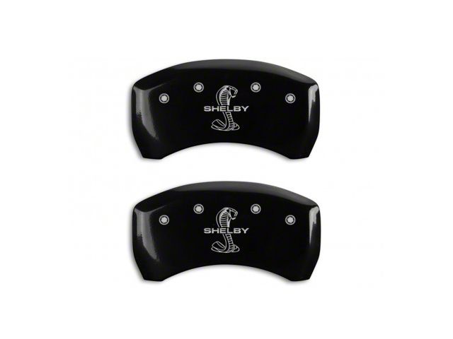 MGP Brake Caliper Covers with Shelby Snake Logo; Black; Rear Only (15-23 Mustang GT)