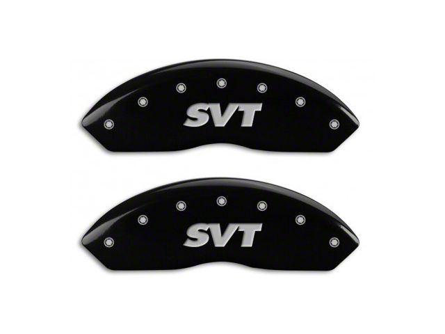 MGP Brake Caliper Covers with SVT Logo; Black; Front and Rear (94-04 Mustang Cobra)