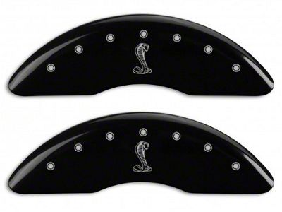 MGP Brake Caliper Covers with Tiffany Snake Logo; Black; Front and Rear (15-23 Mustang GT w/ Performance Pack)