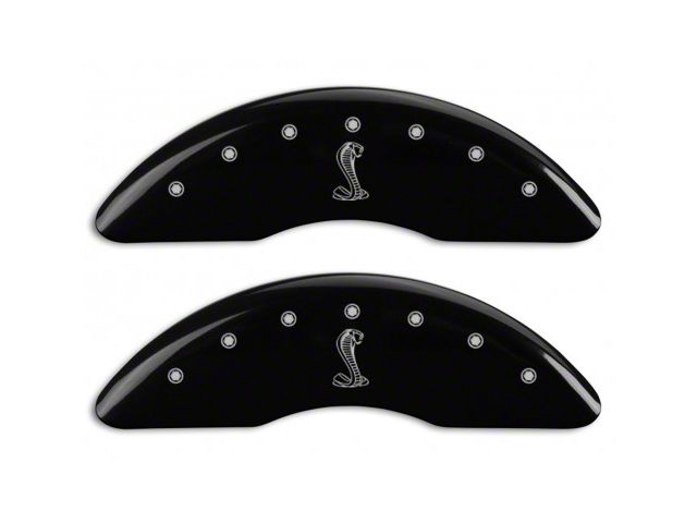 MGP Brake Caliper Covers with Tiffany Snake Logo; Black; Front and Rear (15-23 Mustang GT w/ Performance Pack)