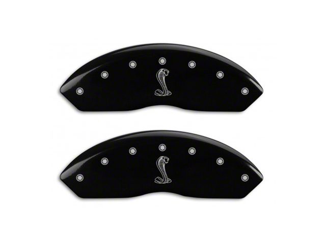 MGP Brake Caliper Covers with Tiffany Snake Logo; Black; Front and Rear (94-04 Mustang Cobra)