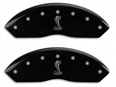 MGP Brake Caliper Covers with Tiffany Snake Logo; Black; Front and Rear (94-04 Mustang Cobra)