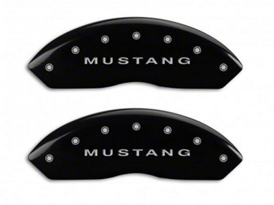 MGP Brake Caliper Covers with Tri-Bar Pony Logo; Black; Front and Rear (10-14 Mustang GT w/o Performance Pack, V6)
