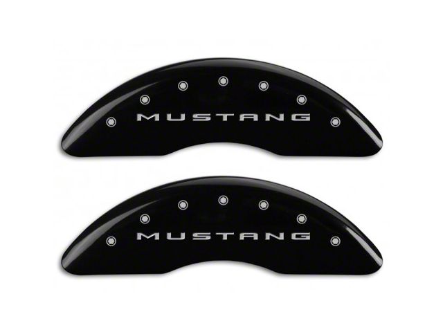 MGP Brake Caliper Covers with Tri-Bar Pony Logo; Black; Front and Rear (15-23 Mustang GT w/ Performance Pack)